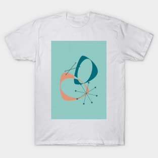 Mid Century Modern Abstract in Teal and Orange T-Shirt